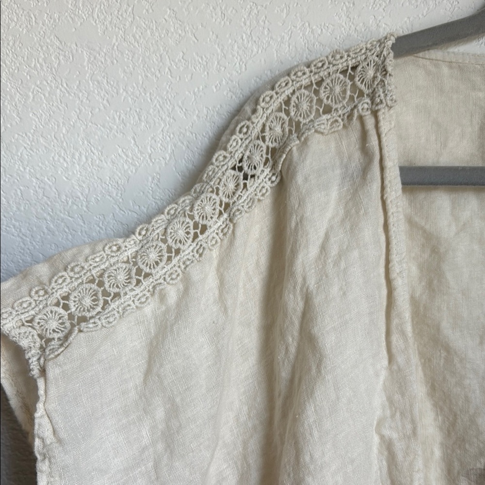 Cream and Blue Floral Embroidered Cardigan Sweater - Picture 5 of 16